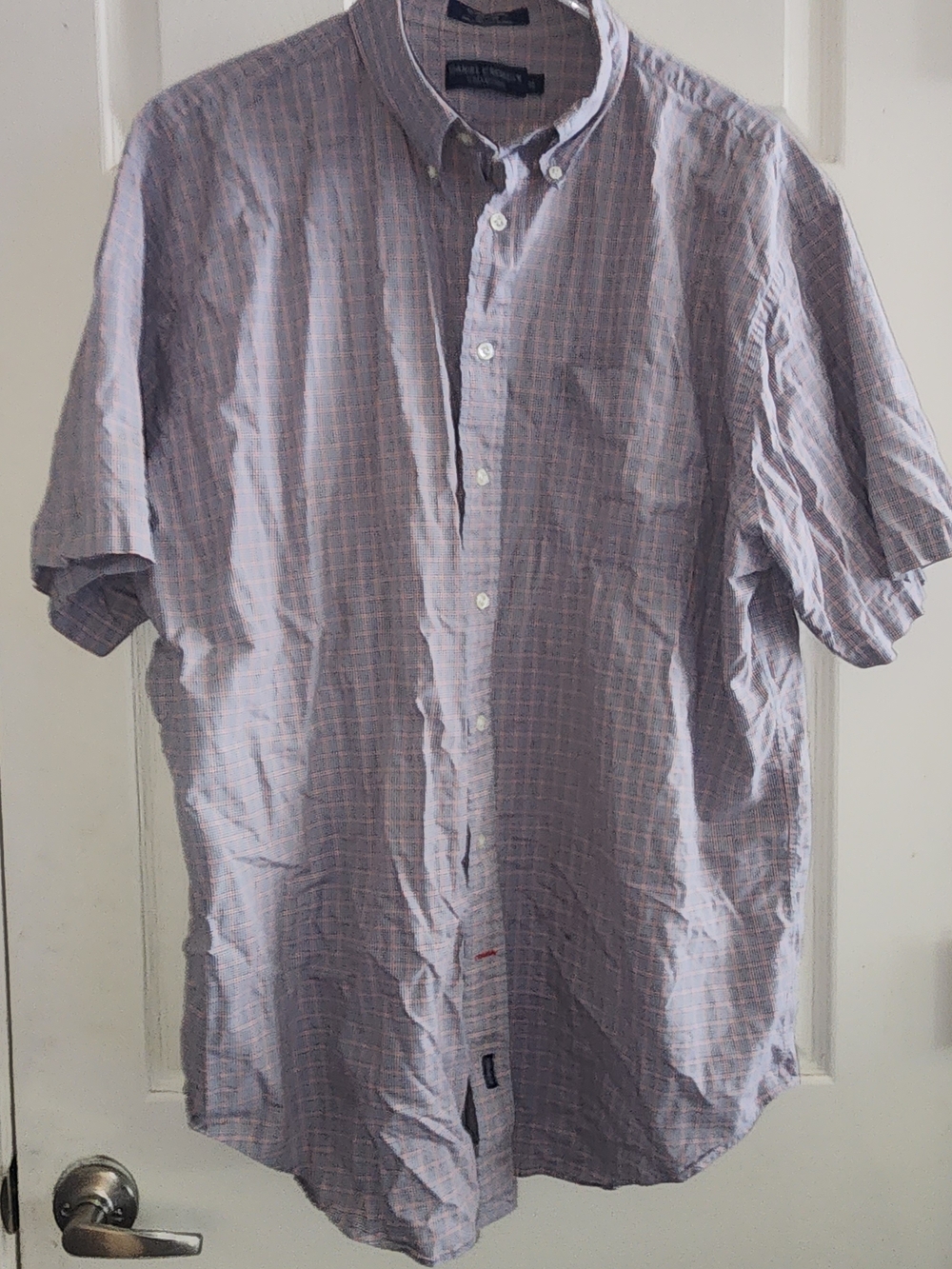 Daniel Cremieux Short-Sleeve Button-Down Shirt in Navy  and Orange Check